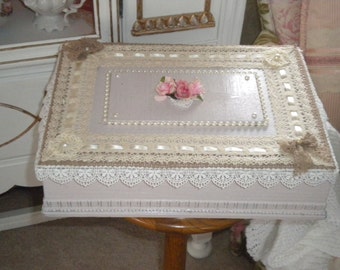 Shabby Chic Romantic Box, Wedding Money Box, Shabby Chic,Romantic,Card BOX, Glove Box, Cottage Chic, Victorian, One of a kind, Sewing box