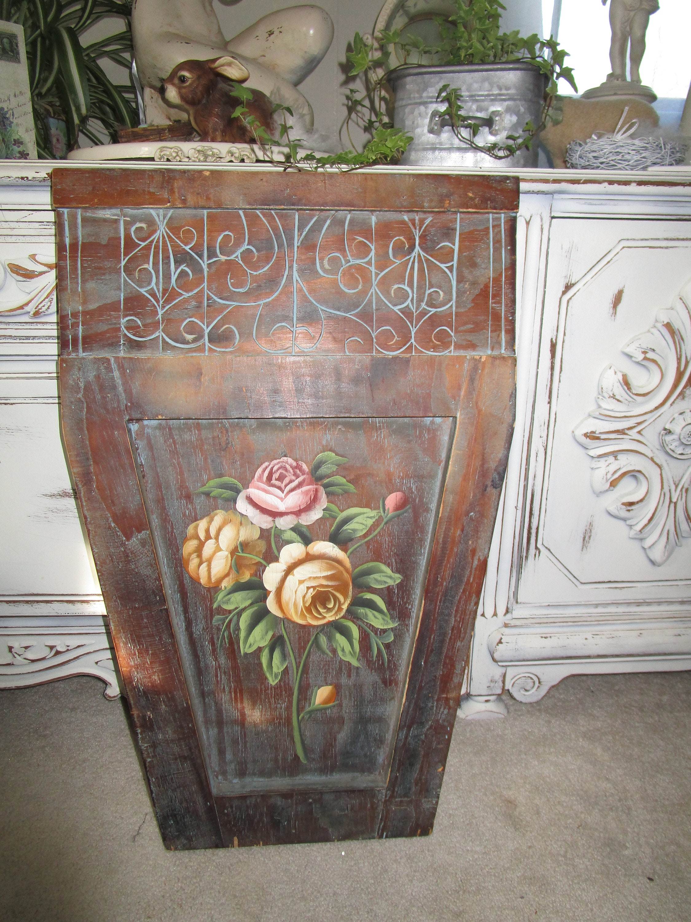 Cabbage Rose Wall Decor Shabby Chic Roses French Country Etsy