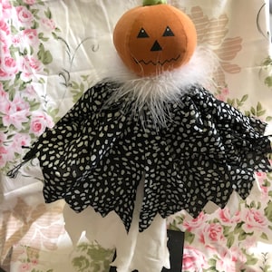 Pumpkin Ghost, Halloween Decor, Posable Pumpkin Ghost
