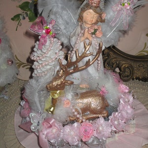 REDUCED...Shabby Chic Christmas Angel and Deer Vignette, Angel Vignette, Designed by &quot;Hit or Miss Treasures&quot;, OOAK