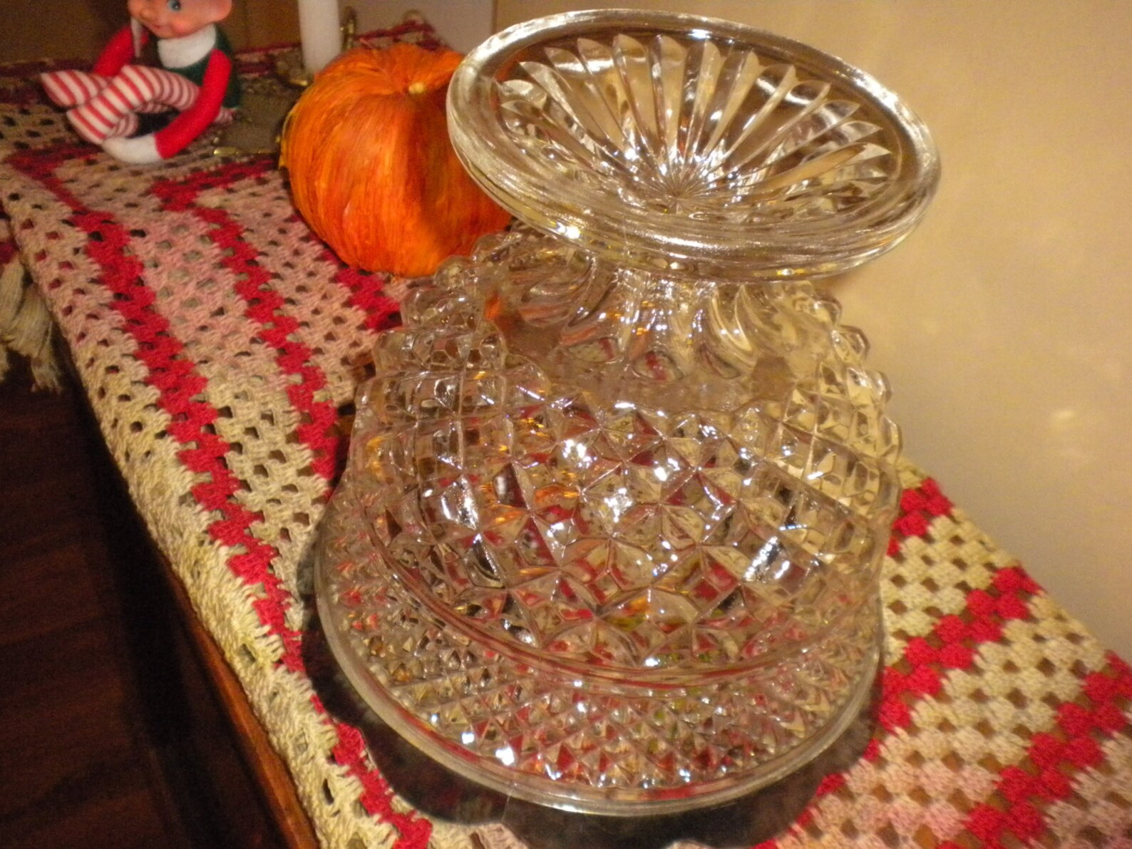 Lovely Heavy Vintage Cut Glass Pedestal Bowl Entertaining Etsy