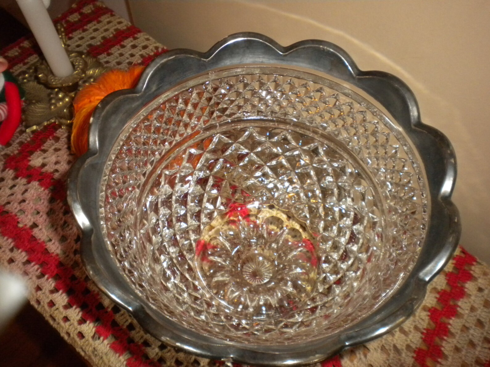 Lovely Heavy Vintage Cut Glass Pedestal Bowl Entertaining Etsy