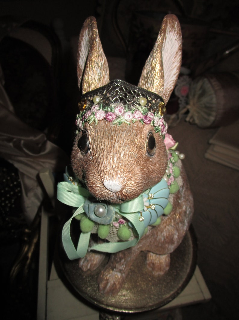 Crowned Shabby Chic Rabbit Eclectic Bunny. OOAK Bunny Easter Etsy