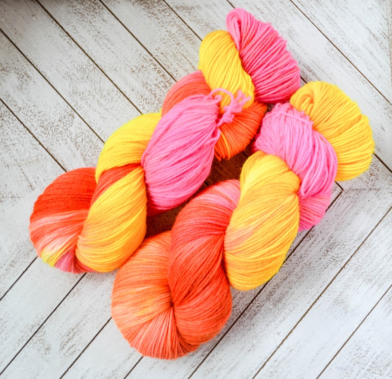 Neon Yellow Pink and Orange Choose Weight an Base Litha DYE TO ORDER