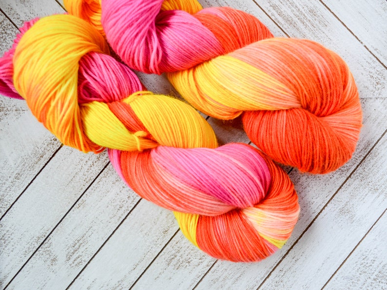 Neon Yellow Pink and Orange Choose Weight an Base Litha DYE TO ORDER