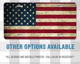 US Flag Design Printed Aluminum License Plate | Custom Plate | Vanity Plate | For Her | For Him | Gift Idea