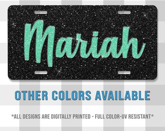 Mariah Style Black Glitter Printed Aluminum License Plate | Custom Plate | Glitter | Front License Plate | Vanity Plate | For Her | For Him