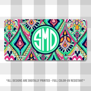 Lily Inspired Monogram Printed Aluminum License Plate | Custom Plate | Vanity Plate | For Her | For Him | Gift Idea