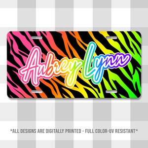 Aubrey Lynn Style 90s Kid Printed Aluminum License Plate | Custom Plate | Vanity Plate | For Her | For Him | Gift Idea | Lisa Frank Inspired