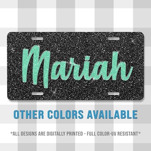 Mariah Style Black Glitter Printed Aluminum License Plate | Custom Plate | Glitter | Front License Plate | Vanity Plate | For Her | For Him