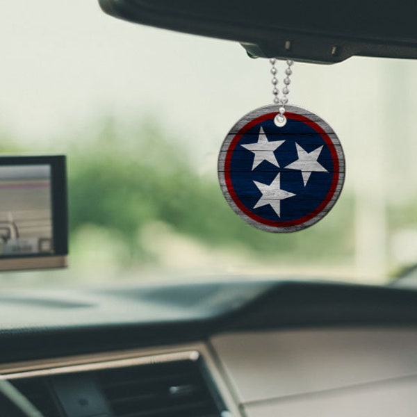 Tennessee Tri-Star Double Sided Rear View Mirror Charm | Car Mirror Charm Hangers | New Car Accessories | Gift for Drivers | Car Accessories