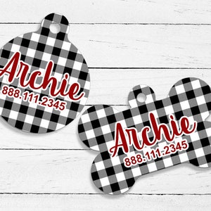 Archie Style Printed PetID Tag | Dog Tag | Cat Tag | Custom ID Tag | Pet Gifts | Pet Name Tag | ID Tags | Buffalo Plaid | Farmhouse