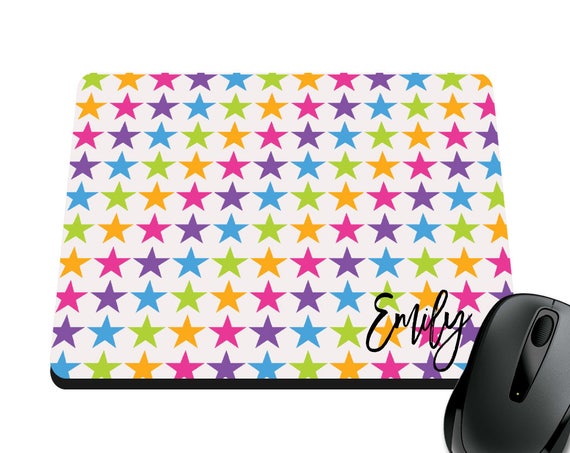 Neon Rainbow Printed Mouse Pad Desk Accessories Monogram Neon Rainbow Printed Mouse Pad Desk