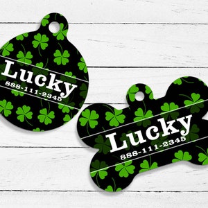 Lucky Style Printed PetID Tag | Dog Tag | Cat Tag | Custom ID Tag | Pet Gifts | Pet Name Tag | ID Tags | St Patrick | Irish