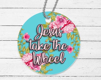 Jesus Take the Wheel Double Sided Rear View Mirror Charm | Religious Car Mirror Charm | New Car Accessories | Gift for New Driver