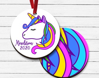 Unicorn Printed MDF Christmas Ornaments | Personalized Ornament | Holiday Gift | Christmas | Gift Idea