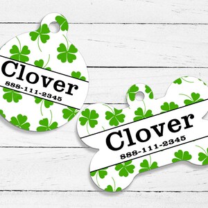 Clover Style Printed PetID Tag | Dog Tag | Cat Tag | Custom ID Tag | Pet Gifts | Pet Name Tag | ID Tags | Lucky | St Patrick | Irish