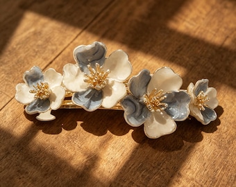 Horquilla floral, pinza para el cabello con forma de flor de estilo vintage, accesorio romántico para fiestas en el jardín.