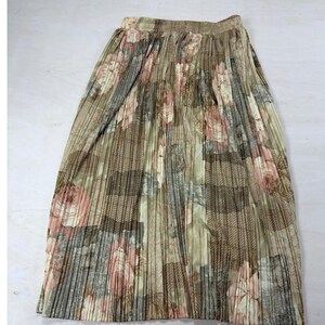 M Sport Gonna lunga plissettata vintage con stampa floreale, patchwork rosa e beige, taglia 1X USA