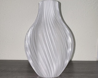 Jarrón moderno con remolinos esmerilados, impreso en 3D en PETG, jarrón de flores con diseño de ondas acanaladas.
