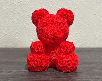 Escultura geométrica de oso de peluche: decoración moderna de rosa en espiral impresa en 3D