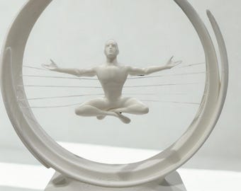 Escultura de meditación levitante, decoración de escritorio abstracta moderna, arte minimalista para oficina, decoración de estante, regalo