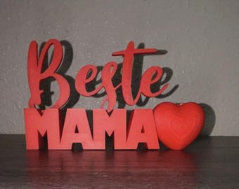 Letrero de corazón, decoración moderna para el escritorio del Día de la Madre, Beste Mama