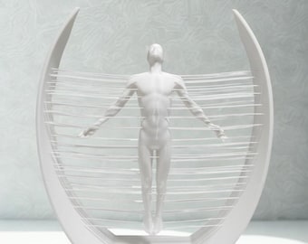 Floating Human Sculpture Modern Abstract Statue 3D Printed Desk Decor Art