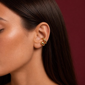 Sculptural Ear Cuff, No Piercing Gold Ear Cuff, Minimalist Cartilage Cuff, Chunky Clip On Earring, Everyday Ear Stack Jewelry