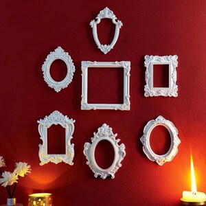 Vintage White Mini Frame Set Gothic Wall Decor Baroque Ornate Frames Gallery Wall Aesthetic Antique Style DIY Home Decor