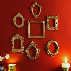 Vintage Gold Mini Frame Set Gothic Wall Decor Baroque Ornate Frames Gallery Wall Aesthetic Antique Style DIY Home Decor