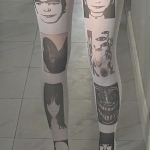 Medias con estampado de terror inspiradas en Creepypasta, pantimedias góticas, medias emo Y2K, moda alternativa, medias estéticas Harajuku, Creepycore.
