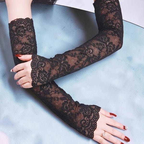 Gothic Lace Arm Sleeves | Y2K Fingerless Gloves | Fairycore Arm Warmers | Coquette Accessories | Mesh UV Sun Sleeves | Alt Fashion