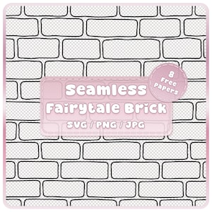 Seamless Fairytale Brick Pattern SVG PNG JPG, Brick Wall Overlay, Storybook Background, Instant Download