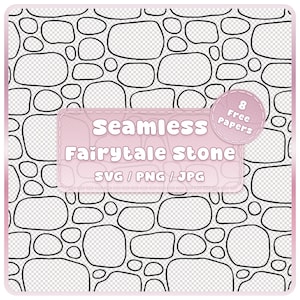 Fairytale Stone Seamless Pattern SVG PNG JPG, Stone Wall Overlay, Storybook Background, Instant Download