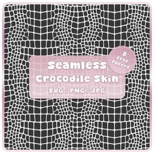 Diseño sin costuras de piel de cocodrilo en formato SVG, PNG y JPG, superposición de estampado animal, fondo de reptil, descarga instantánea.
