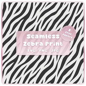 Impression zèbre sans couture SVG PNG JPG, motif safari, emballage cadeau imprimé animal, fond d'album