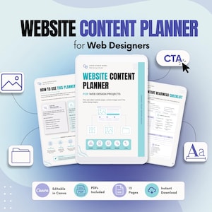 Website Content Planner for Web Designers, Editable Canva Template, Printable & Fillable PDF
