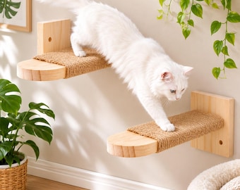 Wooden Climbing Steps with Sisal Rope Scratcher for Indoor Kittens