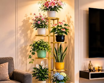 Heavy Duty Metal Flower Rack: Indoor & Outdoor Multi-Level Botanical Display Shelf