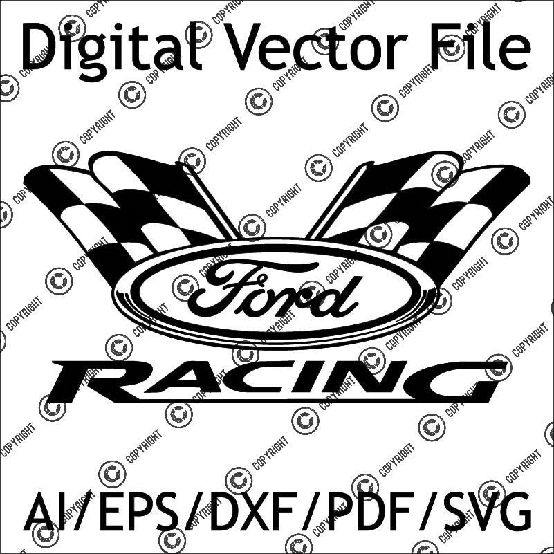 Car Vector File, Ford Racing Logo, Laser Cut, SVG, DXF, (Digital Download)