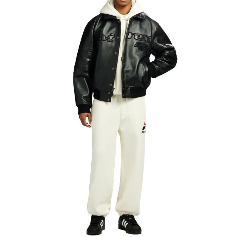 Premium black cowhide leather bomber jacket with authentic pilot-inspired streetwear style