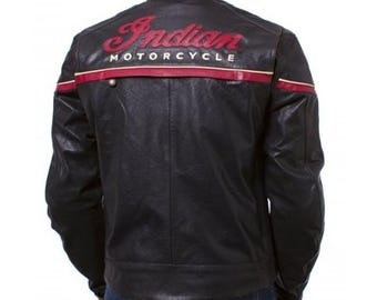 インディアンモーターサイクル メンズ ブラック バイカージャケット ハンドメイド 本革カウハイド レザージャケット カフェライディングコート
