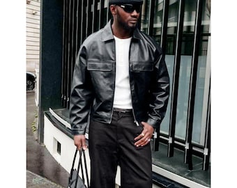 Men's Black Bomber Pilot Jacket Genuine Cowhide Learther Jacket RAF Aviator Coat