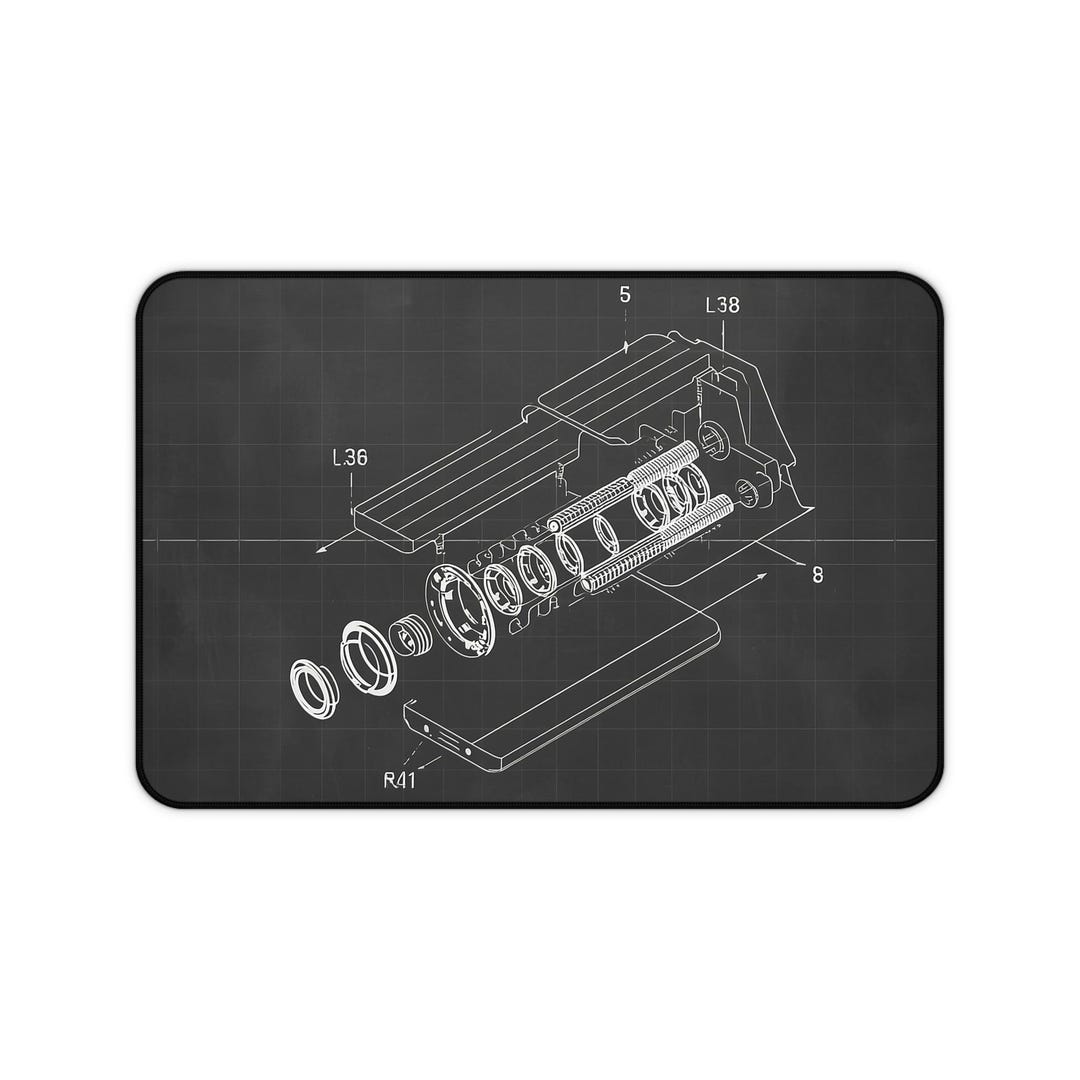 Desk Exploded View Mechanical Blueprint Exploded View Desk Mat | Engineering Diagram ...