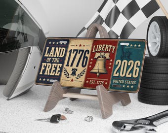 Matrícula/Placa personalizada "Tierra de los Libres 1776 Libertad 2026"