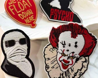 Horror Themed Embroidered Patches, High Quality, Iron On/Sew On Applique for Jackets & Backpacks