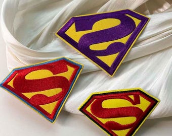 Superman S Logo Embroidered Patch | 3 Colors Available Iron On/Sew On Applique for Clothes Repair, Denim Jacket & Backpack DIY Decoration