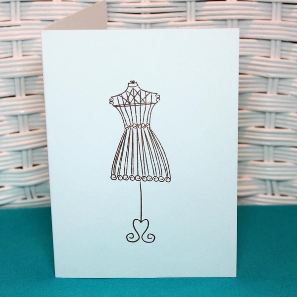 Set of 6 Hand Stamped Wire Dress Form Cards