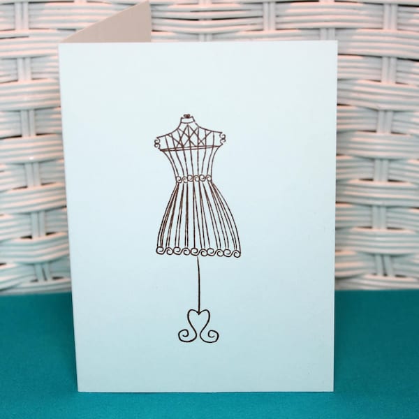 Set of 6 Hand Stamped Wire Dress Form Cards